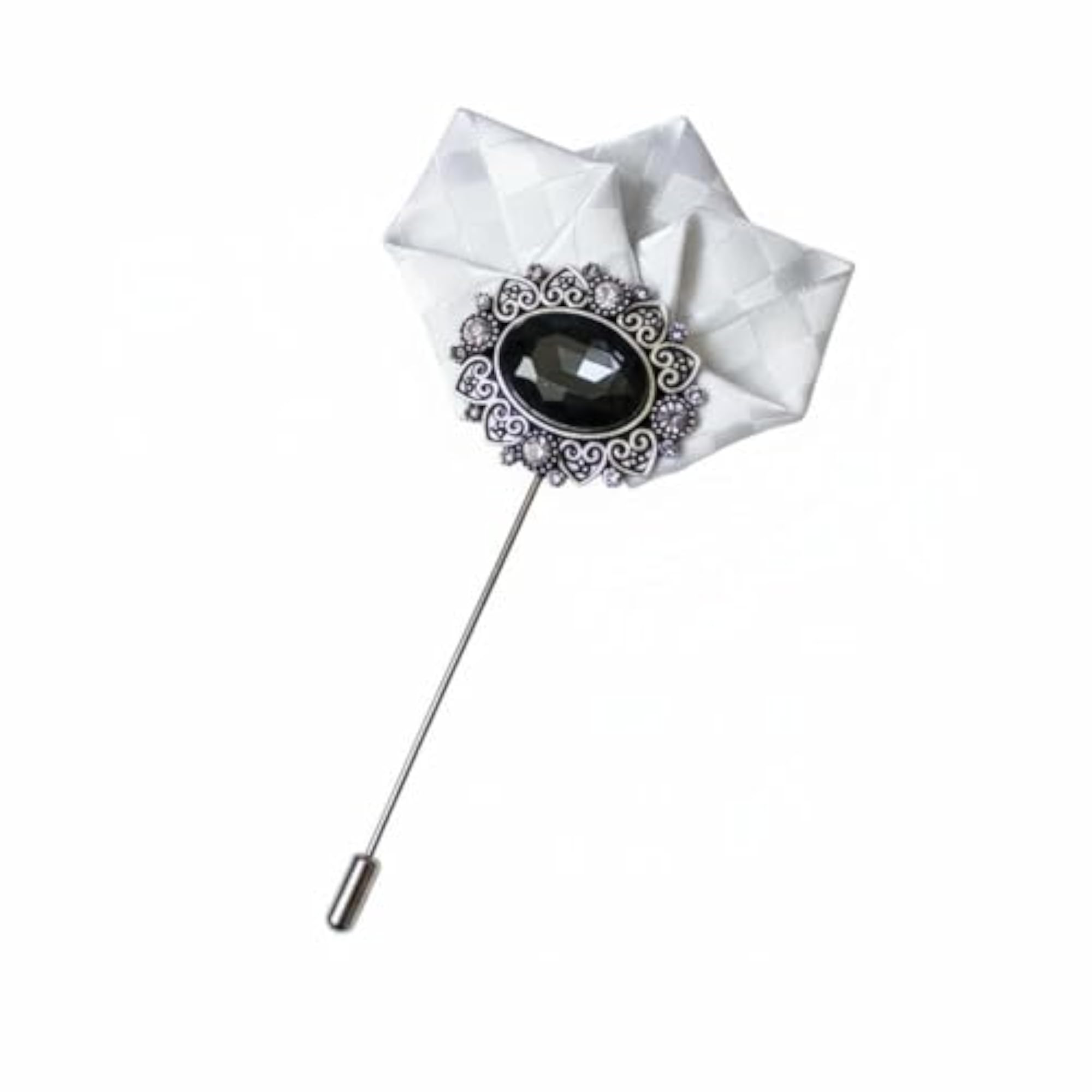 BNF® Men's Korean Design Boutonniere Lapel Pin, Elegant Textile Flower